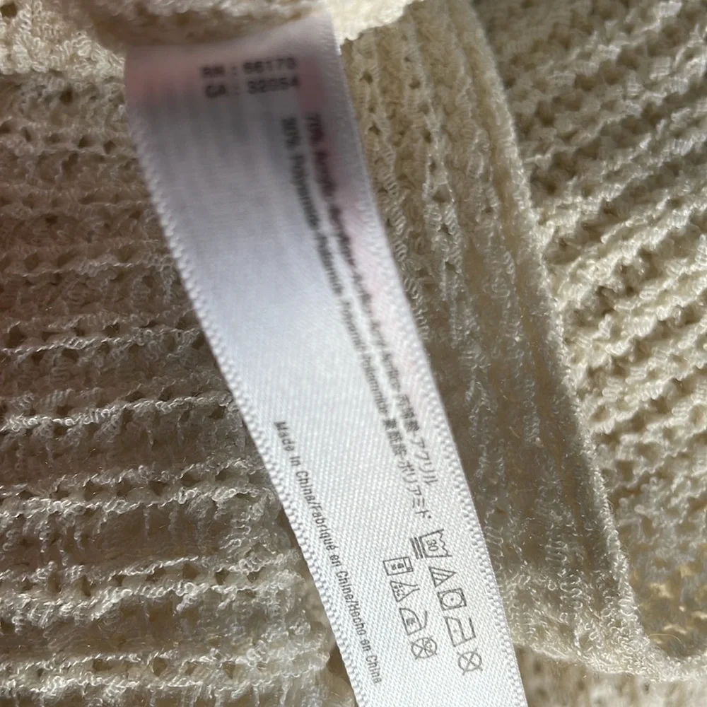 ANTHROPOLOGIE cream open weave loose kimono cardigan with wide sleeves one size